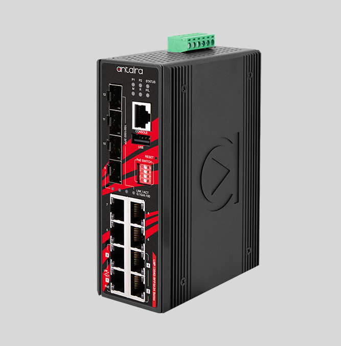 12-Port Industrial Gigabit IEEE 802.3bt PoE++ Light Layer 3 Managed Ethernet Switch