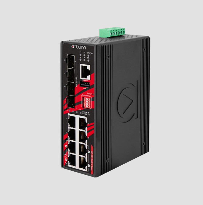 12-Port Industrial Gigabit IEEE 802.3bt PoE++ Light Layer 3 Managed Ethernet Switch
